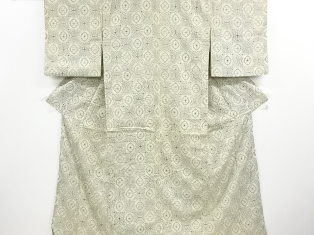 JAPANESE KIMONO / ANTIQUE KIMONO / SILK / HON-SHIOZAWA / WOVEN DIAGONAL GRID